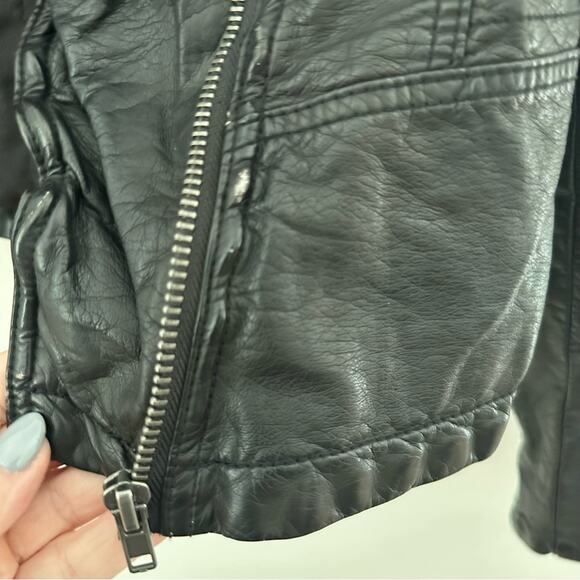 Free People Black Leather Jacket Asymmetrical Design Size 6 - Picture 3 of 11